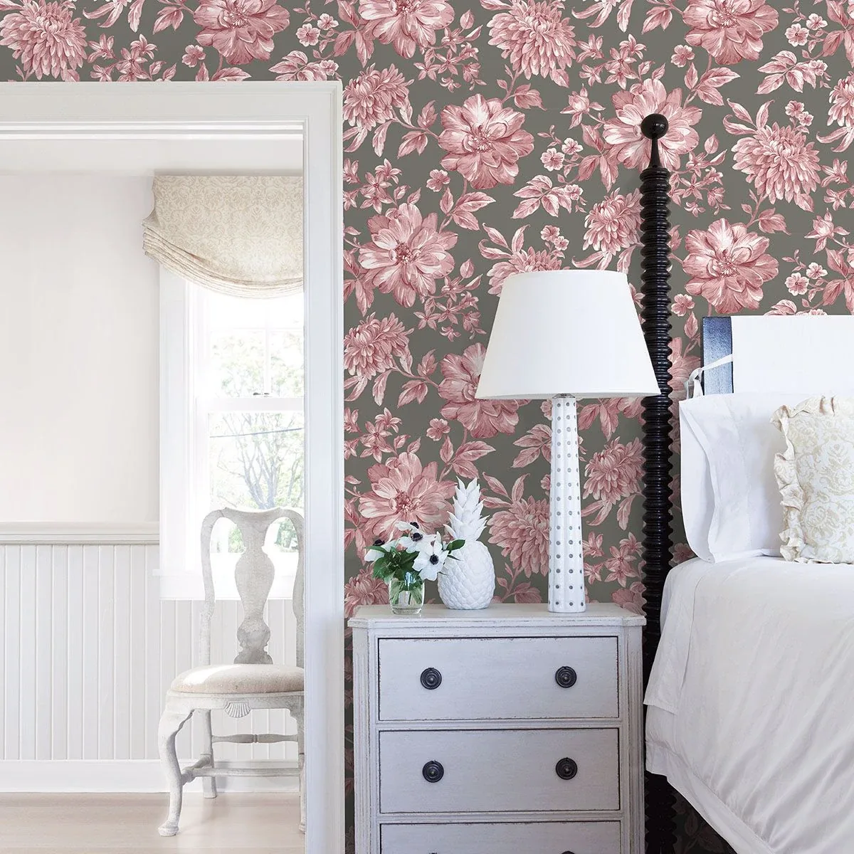 UW25897 | Gabriela Raspberry Floral Wallpaper