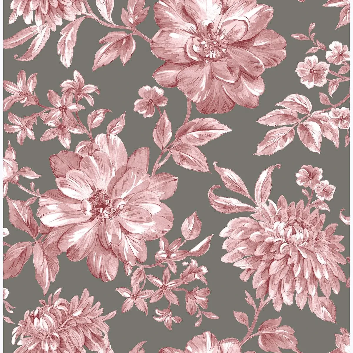 Brewster Home Fashions Gabriela Raspberry Floral Wallpaper - SKU UW25897