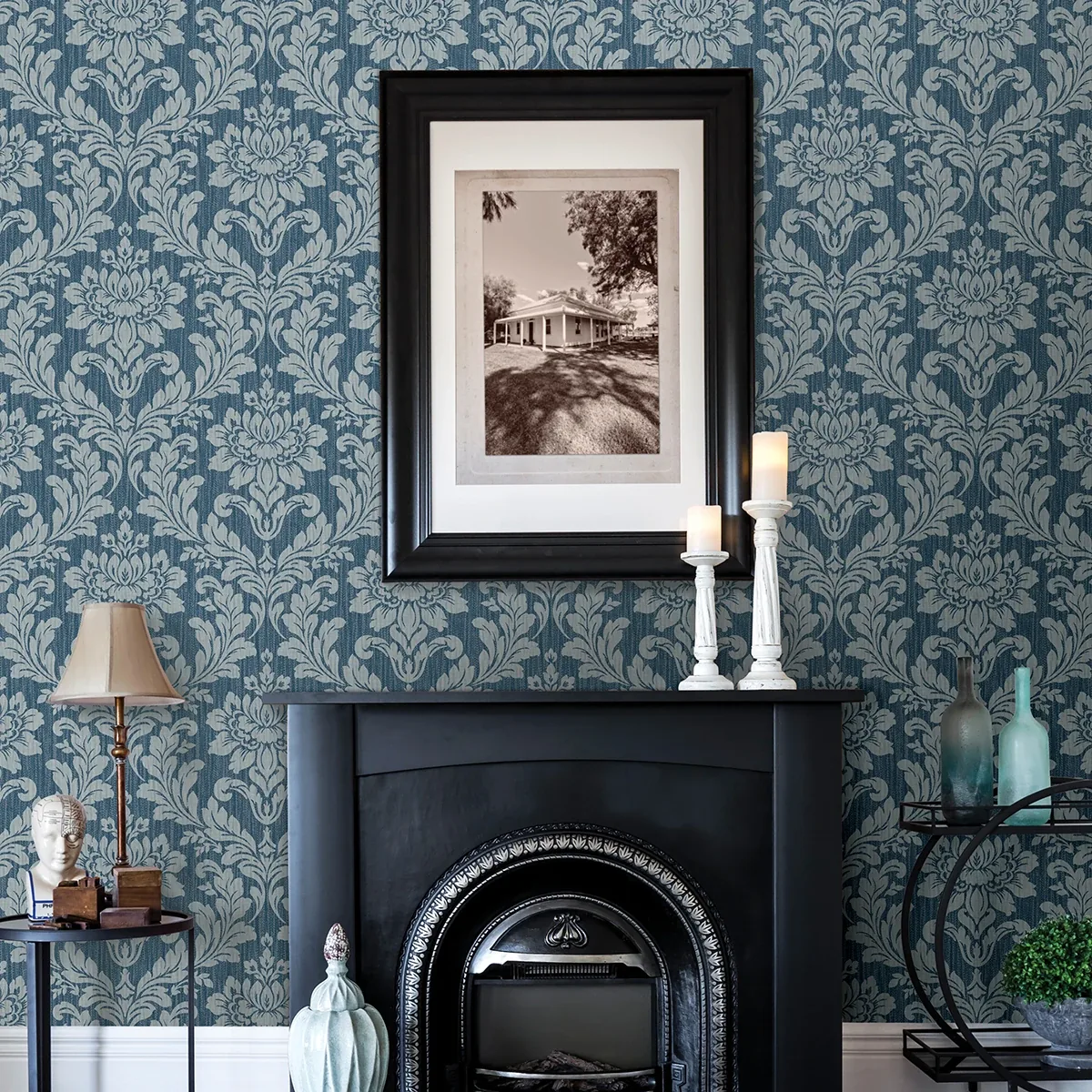 Brewster Home Fashions Galois Blue Damask Wallpaper - SKU 4025-82511