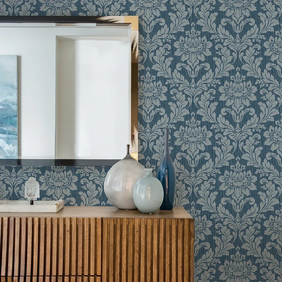 Brewster Home Fashions Galois Blue Damask Wallpaper - SKU 4025-82511