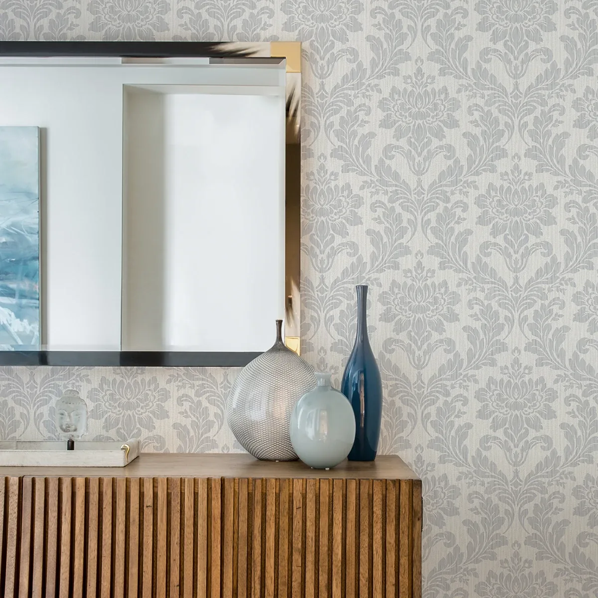 Brewster Home Fashions Galois Light Grey Damask Wallpaper | Wallpaper Twins Brewster Home Fashions Galois Light Grey Damask Wallpaper - SKU 4025-82524