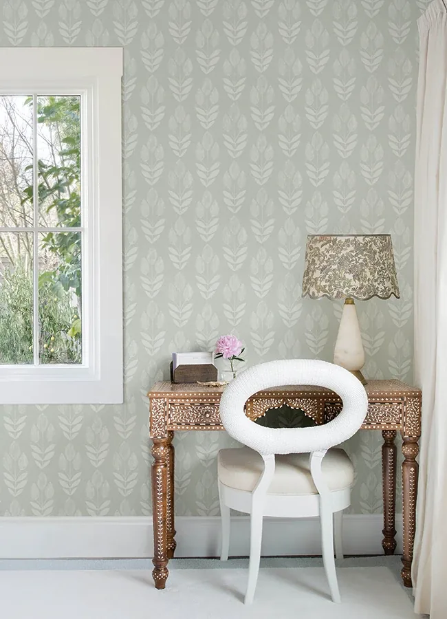 Brewster Home Fashions Garland Aqua Block Tulip Wallpaper - SKU 4148-27475