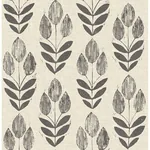 Brewster Home Fashions Garland Black Block Tulip Wallpaper | Wallpaper Twins Brewster Home Fashions Garland Black Block Tulip Wallpaper - SKU 3115-24474