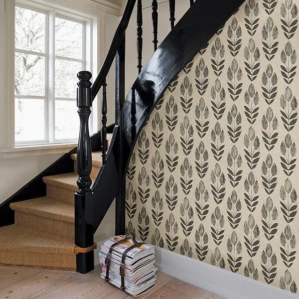 Brewster Home Fashions Garland Black Block Tulip Wallpaper | Wallpaper Twins Brewster Home Fashions Garland Black Block Tulip Wallpaper - SKU 3115-24474