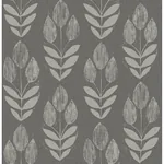 Brewster Home Fashions Garland Charcoal Block Tulip Wallpaper | Wallpaper Twins Brewster Home Fashions Garland Charcoal Block Tulip Wallpaper - SKU 4148-27477