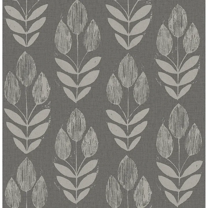 4148-27477 | Garland Charcoal Block Tulip Wallpaper