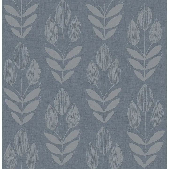 4148-27473 | Garland Denim Block Tulip Wallpaper