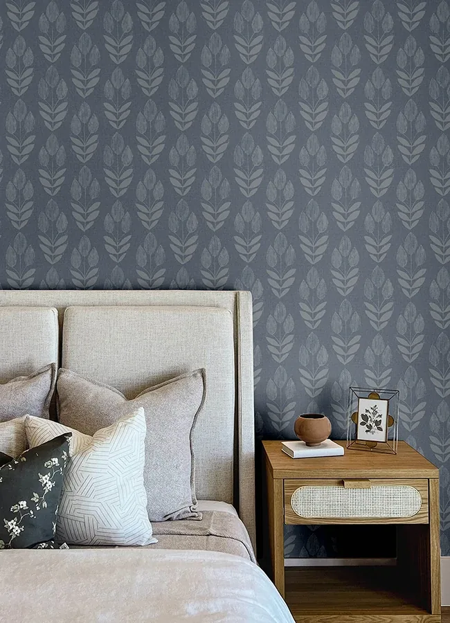 Brewster Home Fashions Garland Denim Block Tulip Wallpaper | Wallpaper Twins Brewster Home Fashions Garland Denim Block Tulip Wallpaper - SKU 4148-27473