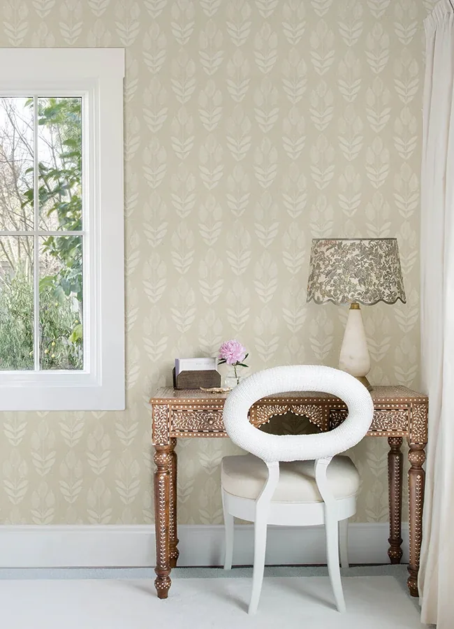 Brewster Home Fashions Garland Khaki Block Tulip Wallpaper | Wallpaper Twins Brewster Home Fashions Garland Khaki Block Tulip Wallpaper - SKU 4148-27474
