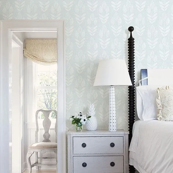 Brewster Home Fashions Garland Light Blue Block Tulip Wallpaper | Wallpaper Twins Brewster Home Fashions Garland Light Blue Block Tulip Wallpaper - SKU 3115-24470