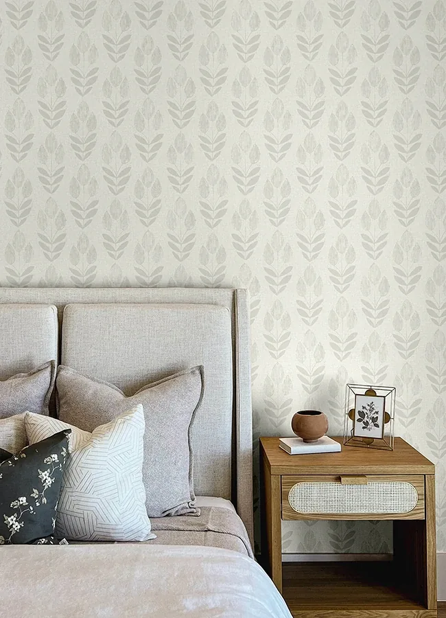 Brewster Home Fashions Garland Light Grey Block Tulip Wallpaper | Wallpaper Twins Brewster Home Fashions Garland Light Grey Block Tulip Wallpaper - SKU 4148-27476