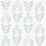 Brewster Home Fashions Garland Teal Block Tulip Wallpaper | Wallpaper Twins Brewster Home Fashions Garland Teal Block Tulip Wallpaper - SKU 3123-24472