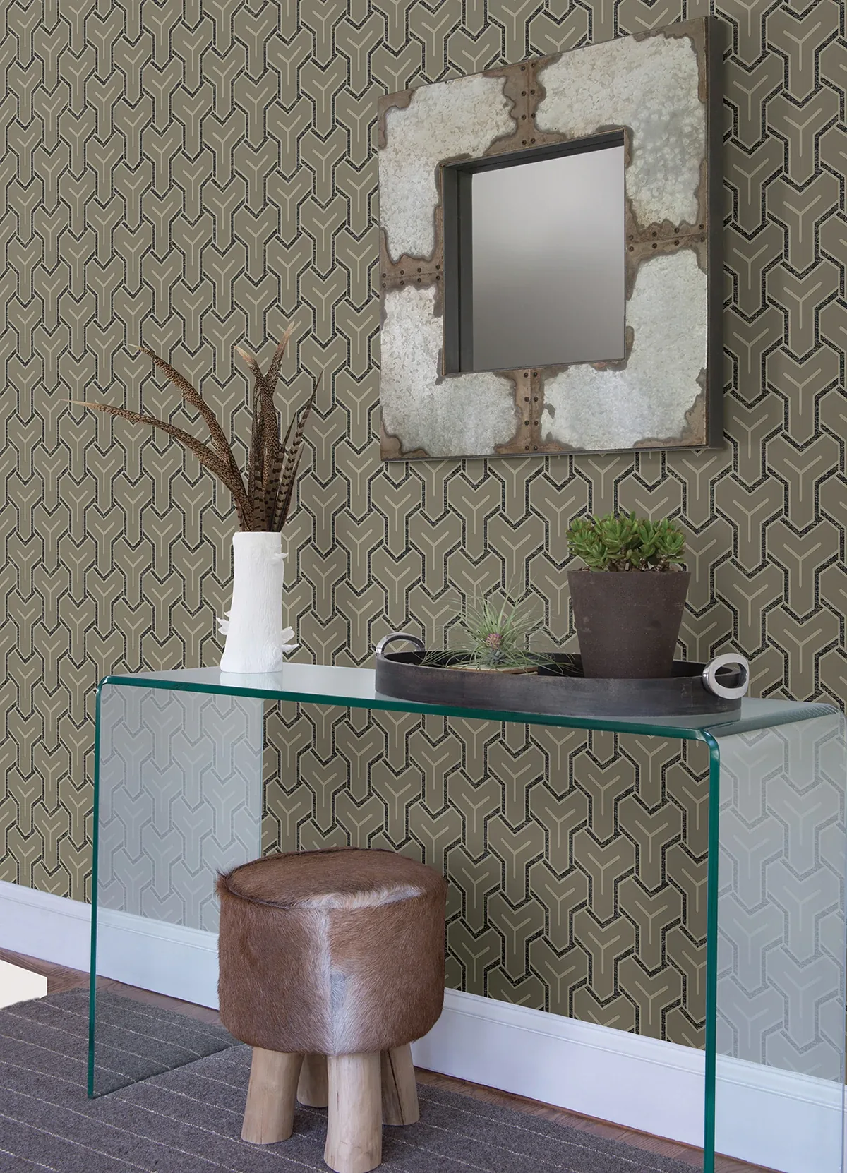 Brewster Home Fashions Gautier Silver Tessellate Wallpaper | Wallpaper Twins Brewster Home Fashions Gautier Silver Tessellate Wallpaper - SKU 4041-26208