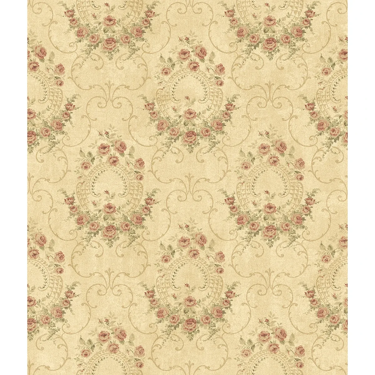 3123-02124 | Georgiana Red Tearose Wallpaper