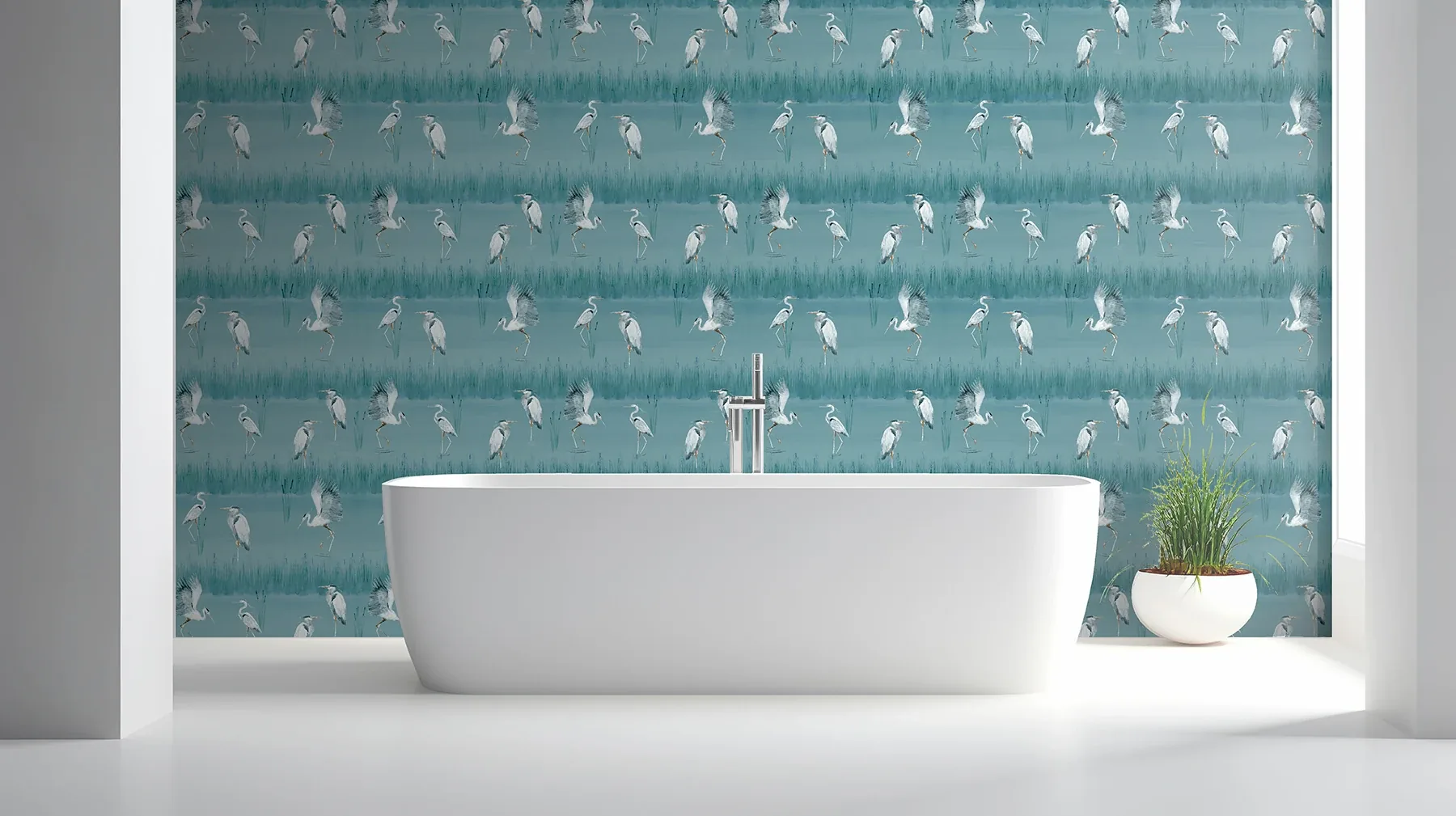 Brewster Home Fashions Gerald Blue Heron River Wallpaper | Wallpaper Twins Brewster Home Fashions Gerald Blue Heron River Wallpaper - SKU AH100213AH