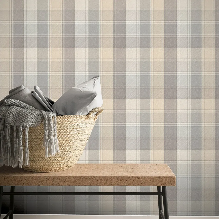 Brewster Home Fashions Geraldine Grey Plaid Wallpaper | Wallpaper Twins Brewster Home Fashions Geraldine Grey Plaid Wallpaper - SKU AH901902