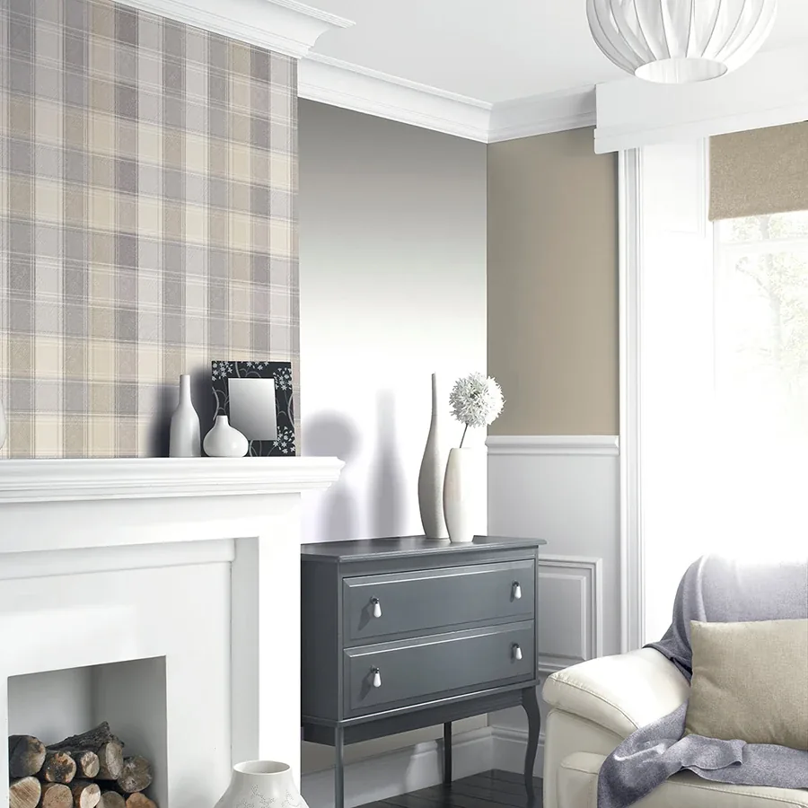 Brewster Home Fashions Geraldine Grey Plaid Wallpaper | Wallpaper Twins Brewster Home Fashions Geraldine Grey Plaid Wallpaper - SKU AH901902