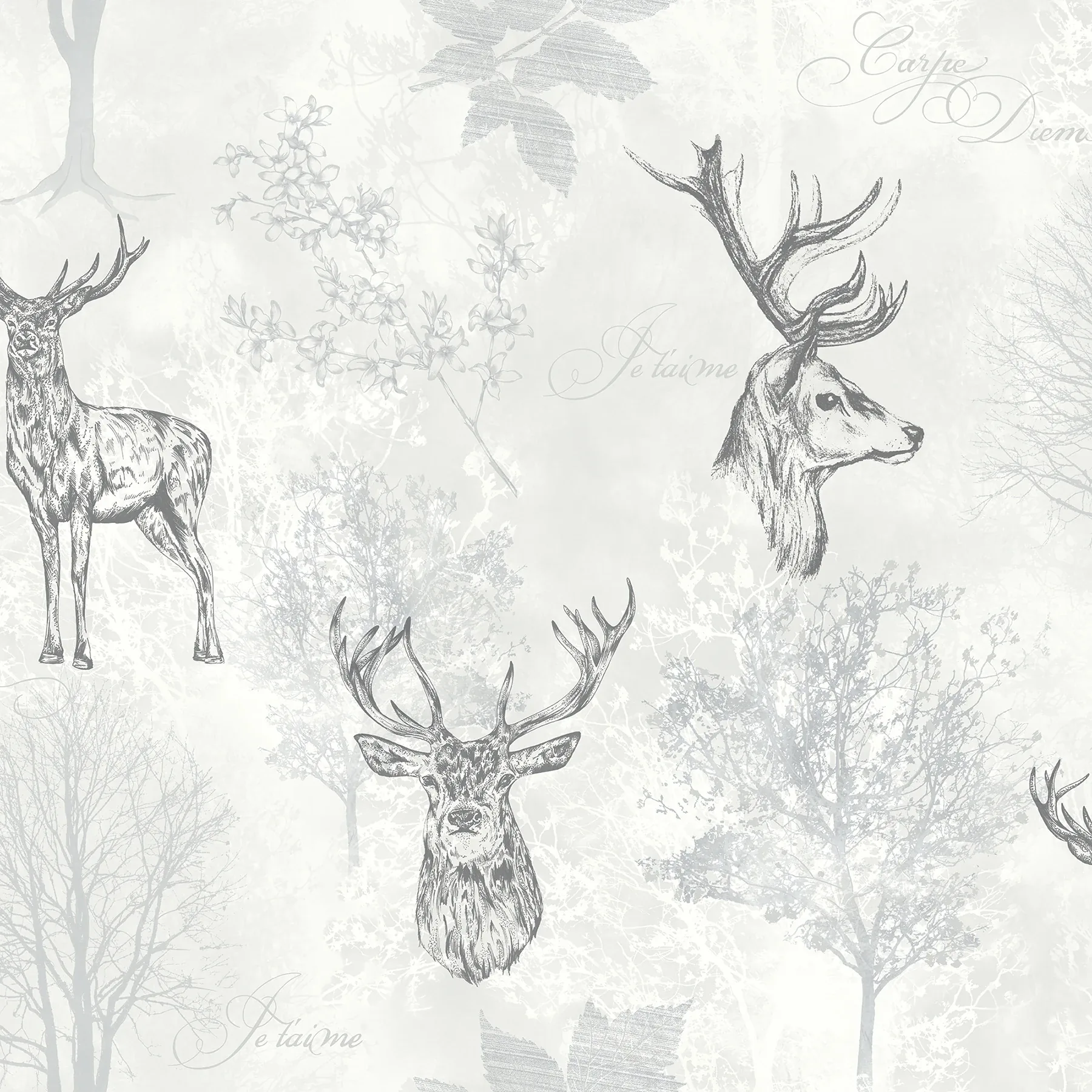 Brewster Home Fashions Gilbert Black Etched Stag Wallpaper - SKU AH901808