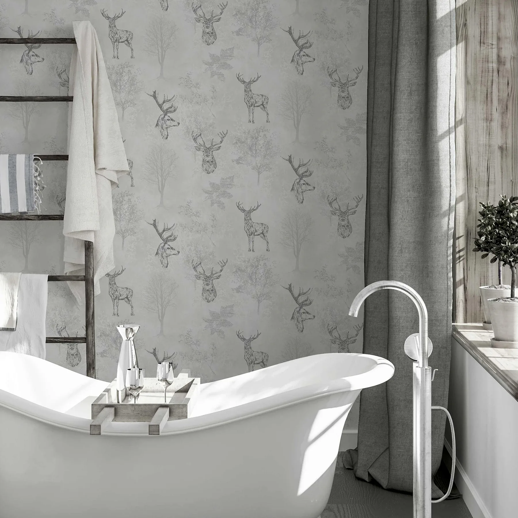 Brewster Home Fashions Gilbert Black Etched Stag Wallpaper | Wallpaper Twins Brewster Home Fashions Gilbert Black Etched Stag Wallpaper - SKU AH901808