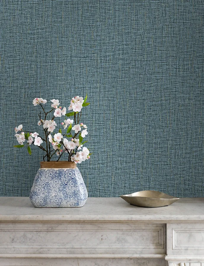 Brewster Home Fashions Glenburn Blue Woven Shimmer Wallpaper - SKU 4144-9146