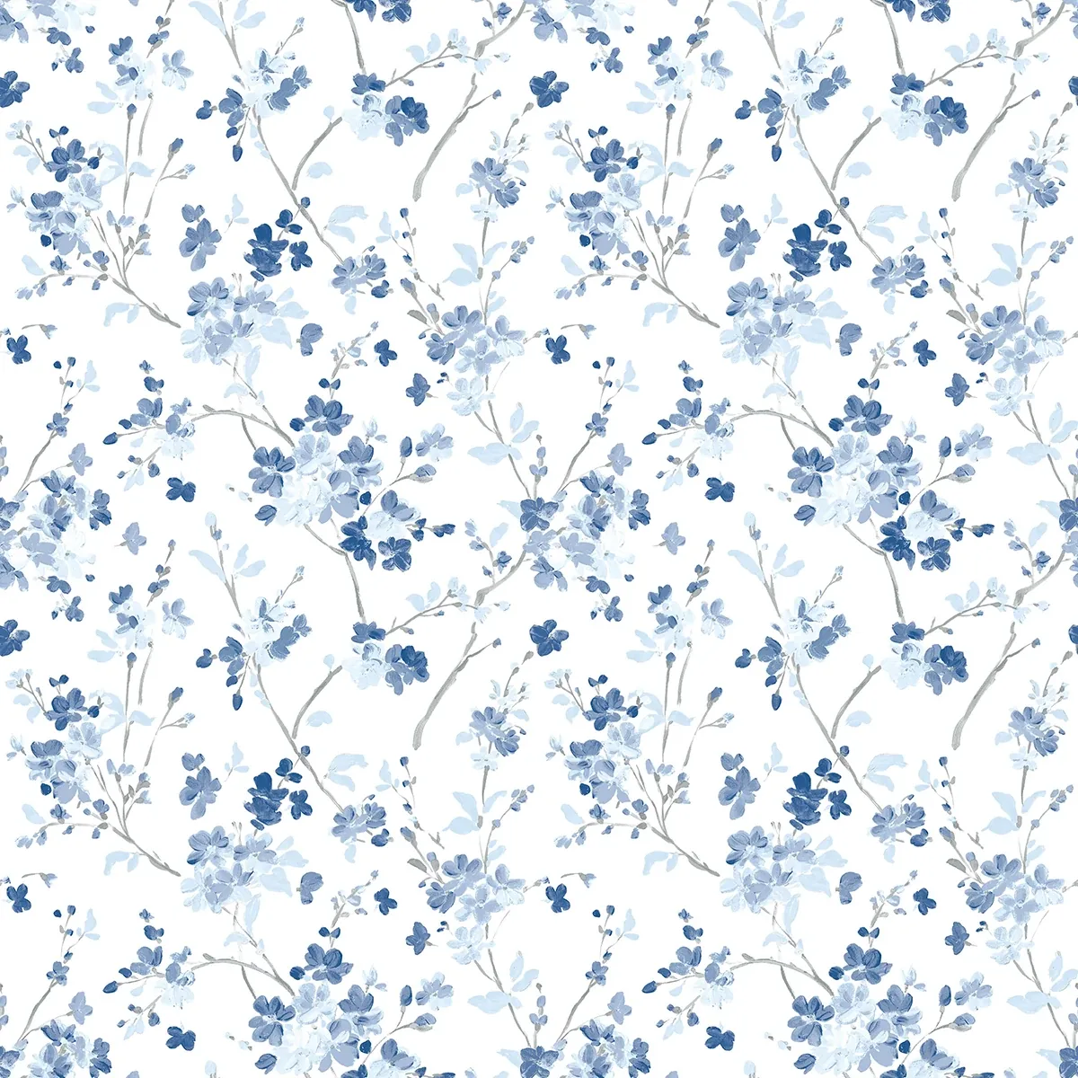 Brewster Home Fashions Glinda Navy Floral Trail Wallpaper - SKU 3122-10902