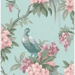 Brewster Home Fashions Golden Pheasant Aqua Floral Wallpaper - SKU M1663