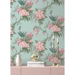 Brewster Home Fashions Golden Pheasant Aqua Floral Wallpaper - SKU M1663