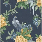 Brewster Home Fashions Golden Pheasant Dark Blue Floral Wallpaper | Wallpaper Twins Brewster Home Fashions Golden Pheasant Dark Blue Floral Wallpaper - SKU M1661