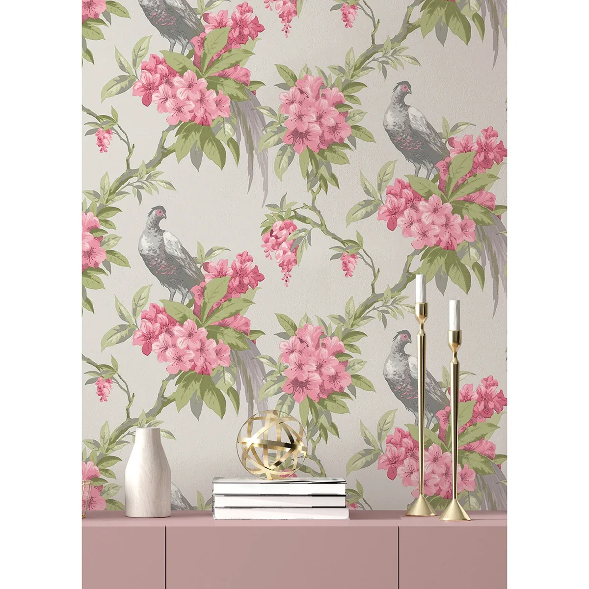 Brewster Home Fashions Golden Pheasant Rose Floral Wallpaper | Wallpaper Twins Brewster Home Fashions Golden Pheasant Rose Floral Wallpaper - SKU M1664