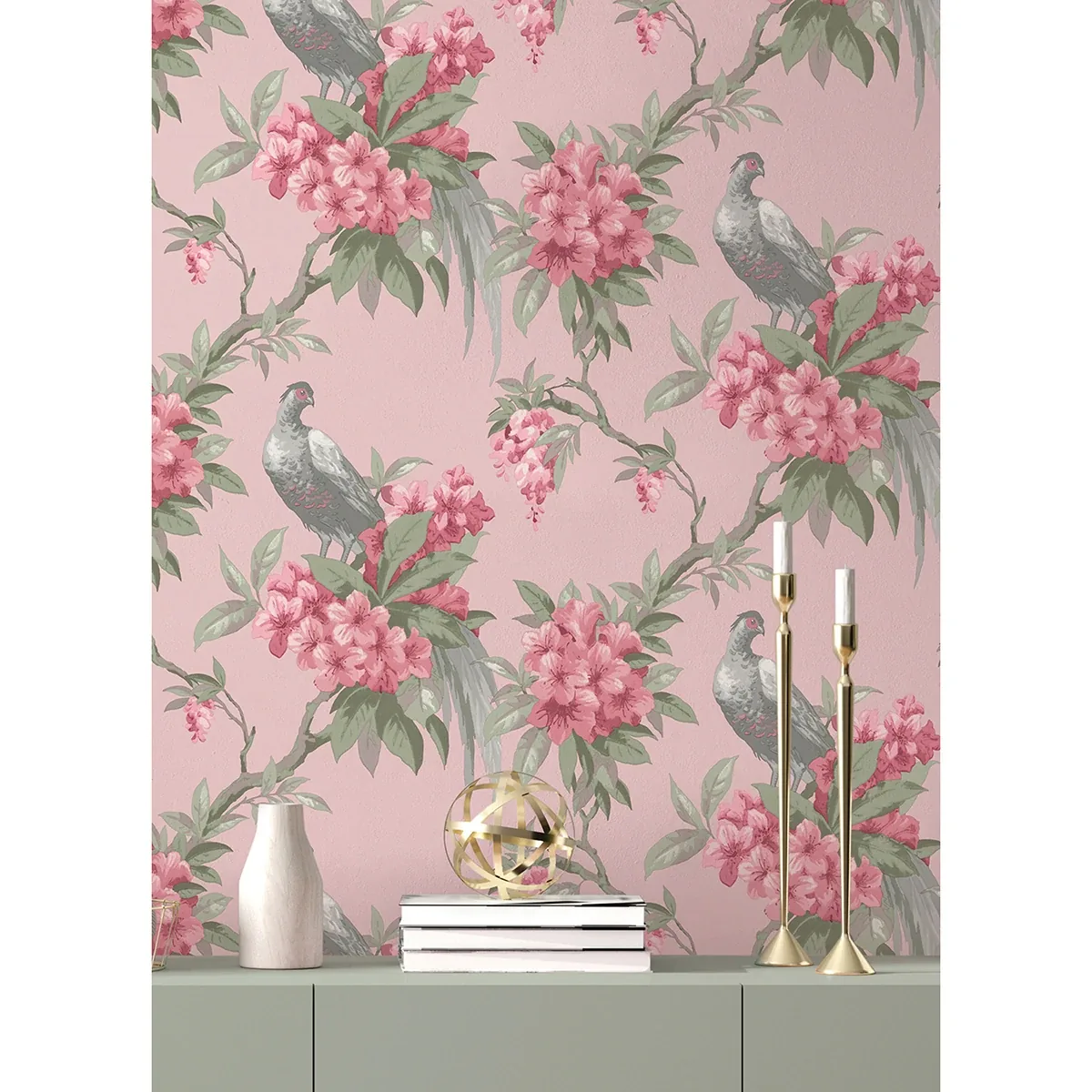 Brewster Home Fashions Golden Pink Floral Wallpaper | Wallpaper Twins Brewster Home Fashions Golden Pink Floral Wallpaper - SKU M1665