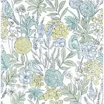 Brewster Home Fashions Goldfinch Aqua Birds and Blooms Wallpaper | Wallpaper Twins Brewster Home Fashions Goldfinch Aqua Birds and Blooms Wallpaper - SKU 4148-27413