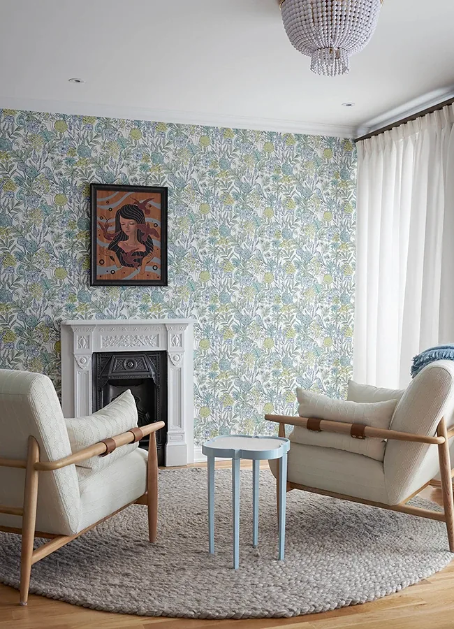 Brewster Home Fashions Goldfinch Aqua Birds and Blooms Wallpaper | Wallpaper Twins Brewster Home Fashions Goldfinch Aqua Birds and Blooms Wallpaper - SKU 4148-27413