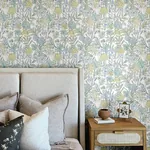 Brewster Home Fashions Goldfinch Aqua Birds and Blooms Wallpaper | Wallpaper Twins Brewster Home Fashions Goldfinch Aqua Birds and Blooms Wallpaper - SKU 4148-27413