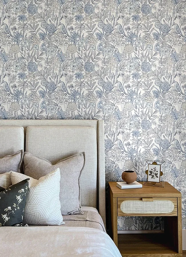 Brewster Home Fashions Goldfinch Blue Birds and Blooms Wallpaper - SKU 4148-27414