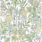 Brewster Home Fashions Goldfinch Green Birds and Blooms Wallpaper - SKU 4148-27412