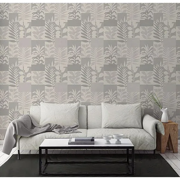 Brewster Home Fashions Goneril Grey Botanical Geometric Wallpaper | Wallpaper Twins Brewster Home Fashions Goneril Grey Botanical Geometric Wallpaper - SKU 2836-M1383