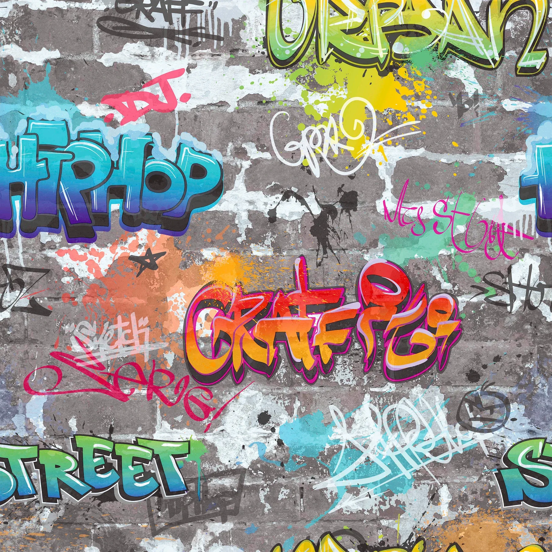Brewster Home Fashions Graffiti Wall Multicolor Street Styles Wallpaper - SKU 4203-27592