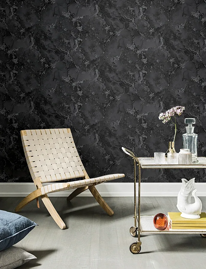 Brewster Home Fashions Grandin Black Marbled Wallpaper - SKU 4144-9105