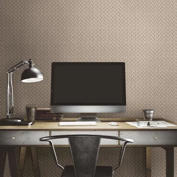 Brewster Home Fashions Gridlock Grey Faux Diamond Plate Wallpaper - SKU BYR95652
