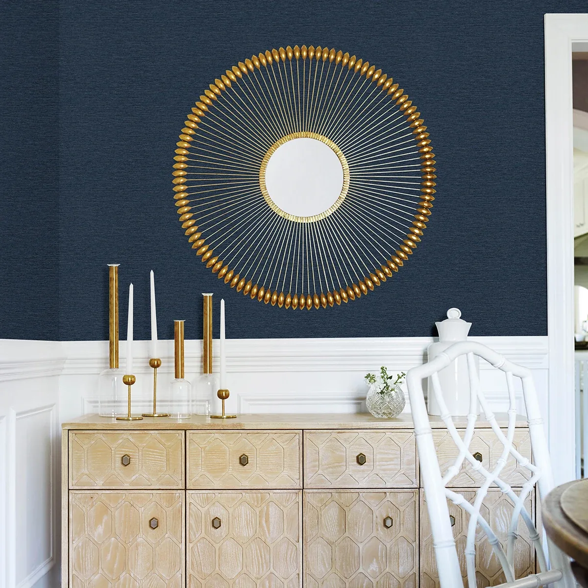 Brewster Home Fashions Gump Navy Faux Grasscloth Wallpaper - SKU 3122-10212