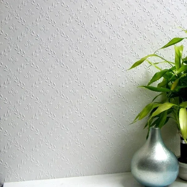 Brewster Home Fashions Hamnett White Paintable Anaglypta Original Wallpaper - SKU 437-RD393