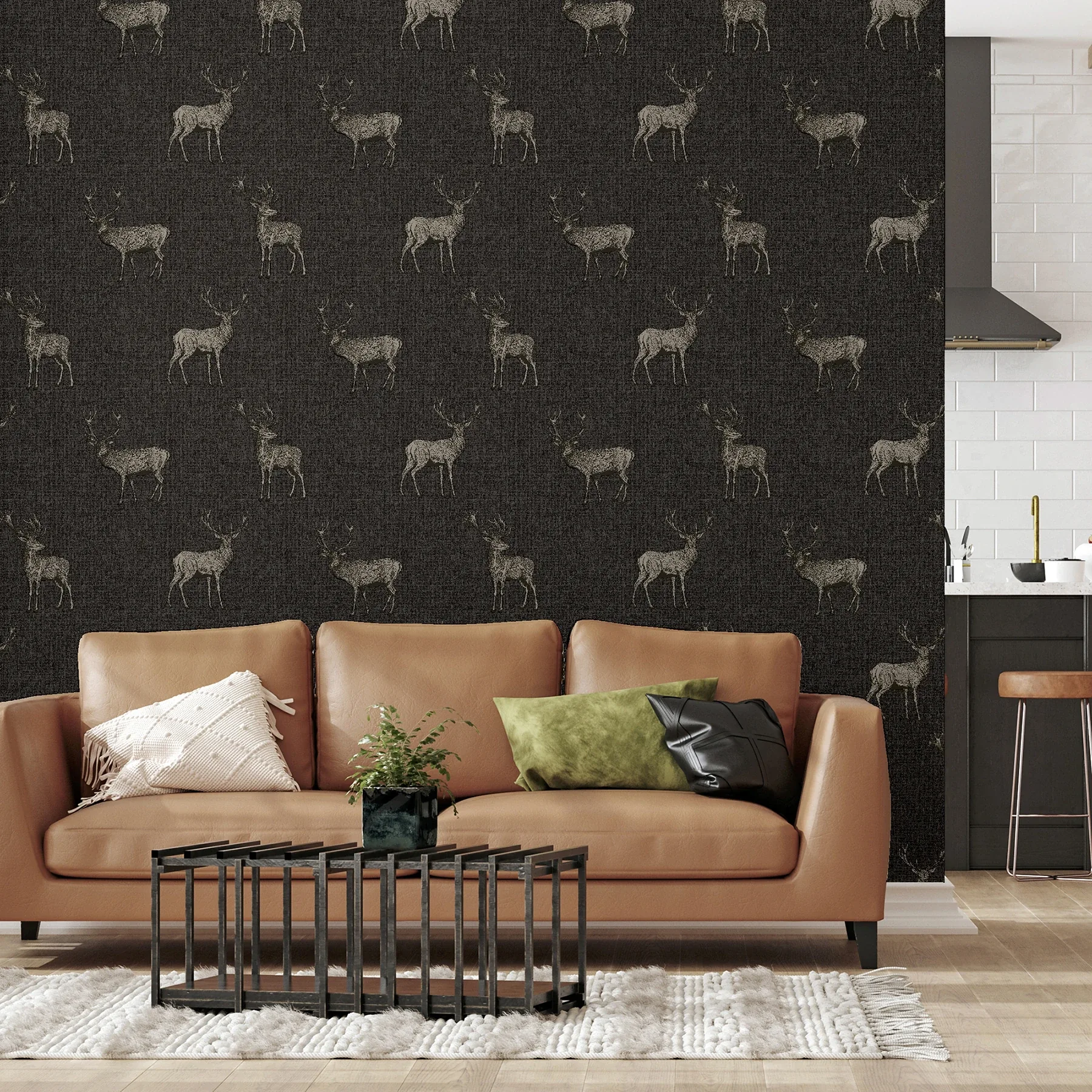 Brewster Home Fashions Hank Charcoal Stag Wallpaper | Wallpaper Twins Brewster Home Fashions Hank Charcoal Stag Wallpaper - SKU AH909607