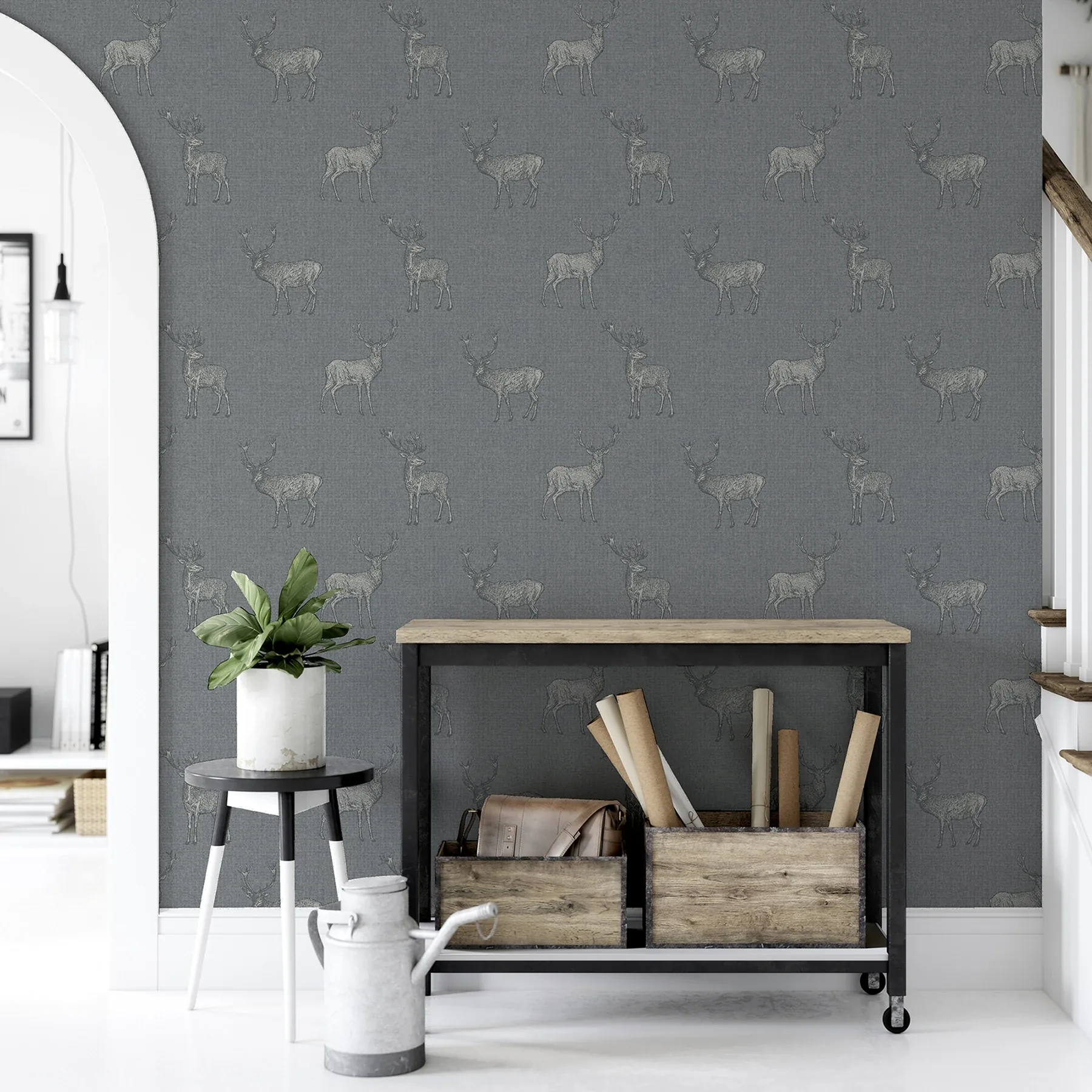 Brewster Home Fashions Hank Grey Stag Wallpaper | Wallpaper Twins Brewster Home Fashions Hank Grey Stag Wallpaper - SKU AH909608
