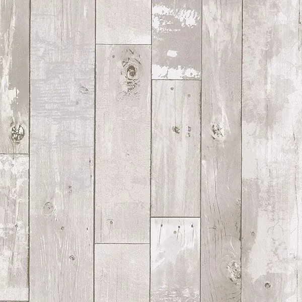 2767-20131 | Harbored Light Grey Distressed Wood Panel Wallpaper