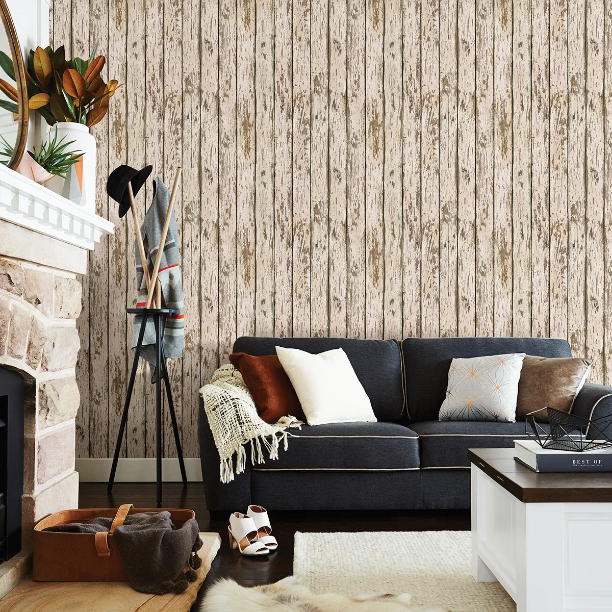 Brewster Home Fashions Harley Khaki Weathered Wood Wallpaper - SKU 3123-13282
