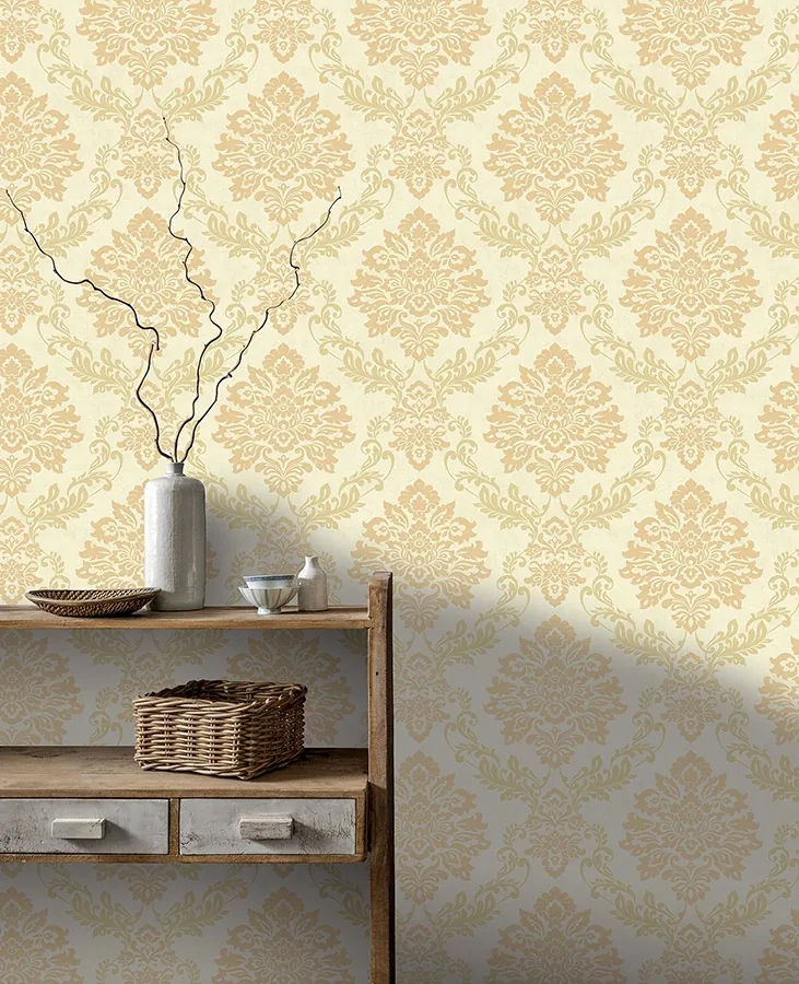 Brewster Home Fashions Harriet Khaki Damask Wallpaper - SKU AH290403