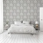 Brewster Home Fashions Harriet Silver Damask Wallpaper | Wallpaper Twins Brewster Home Fashions Harriet Silver Damask Wallpaper - SKU AH290406