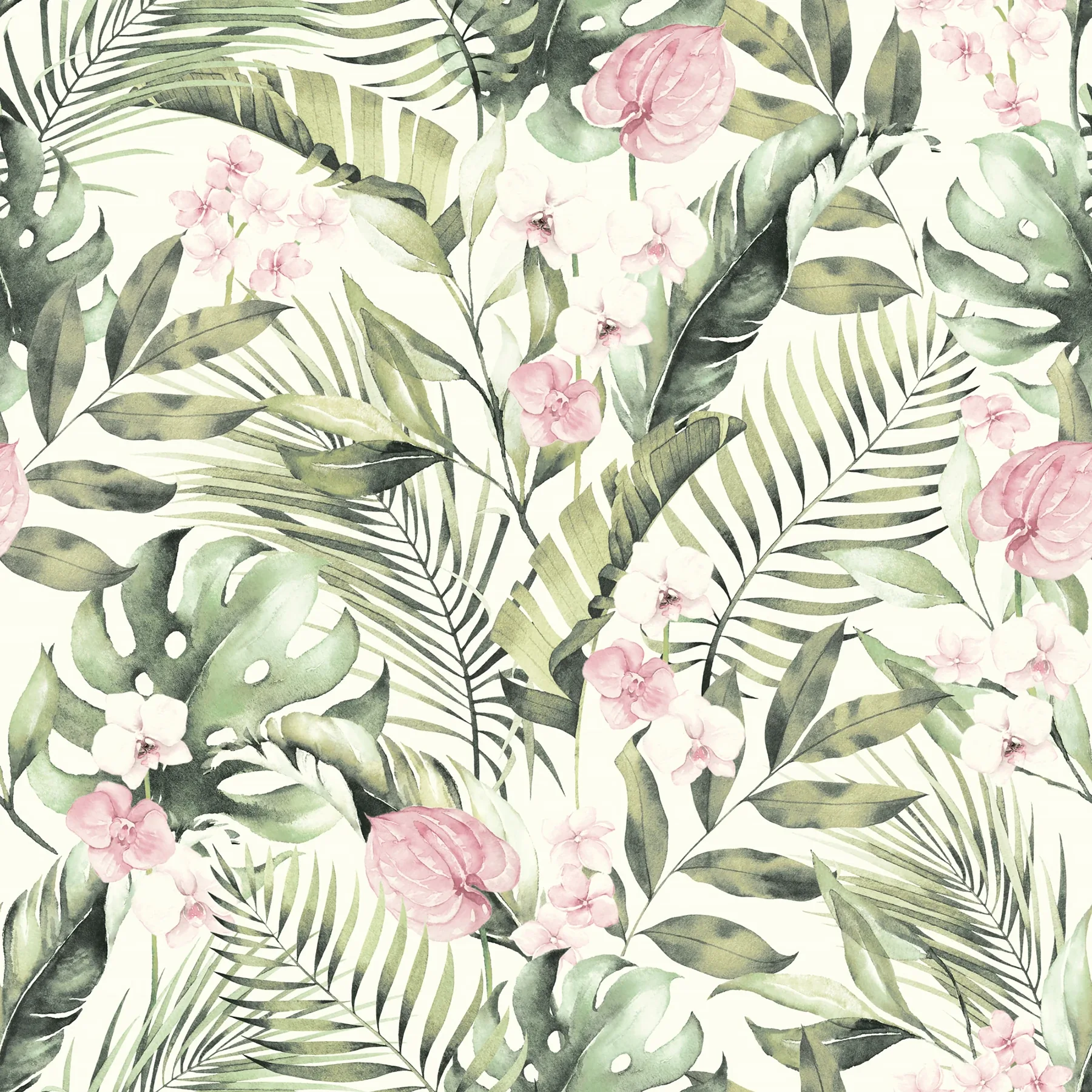 AH924906 | Harrietta Green Tropical Floral Wallpaper