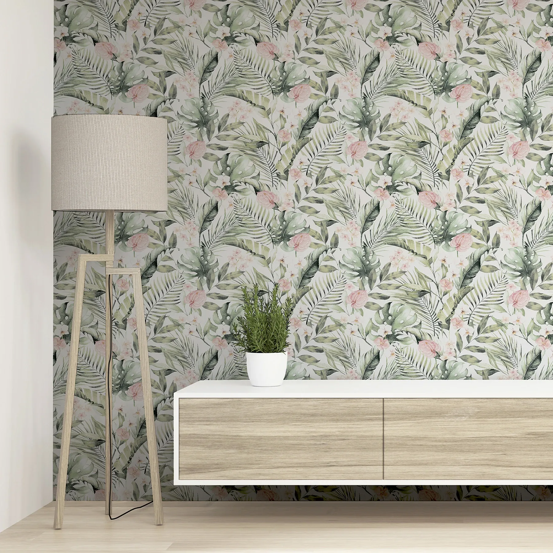 Brewster Home Fashions Harrietta Green Tropical Floral Wallpaper | Wallpaper Twins Brewster Home Fashions Harrietta Green Tropical Floral Wallpaper - SKU AH924906