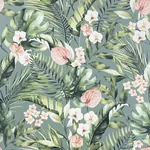 Brewster Home Fashions Harrietta Sea Green Tropical Floral Wallpaper - SKU AH924905